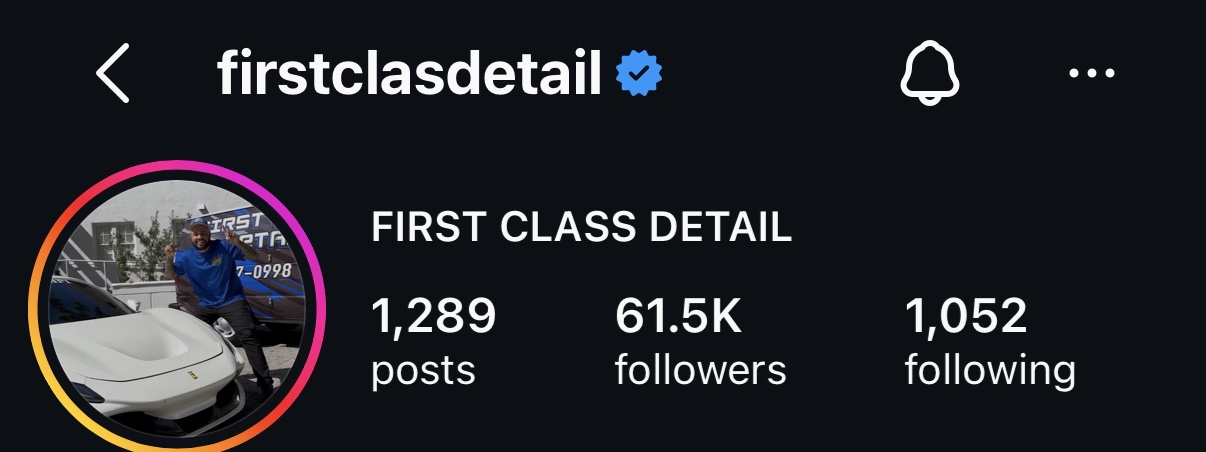 @firstclasdetail verified Instagram profile — First Class Detail, 61.5K followers