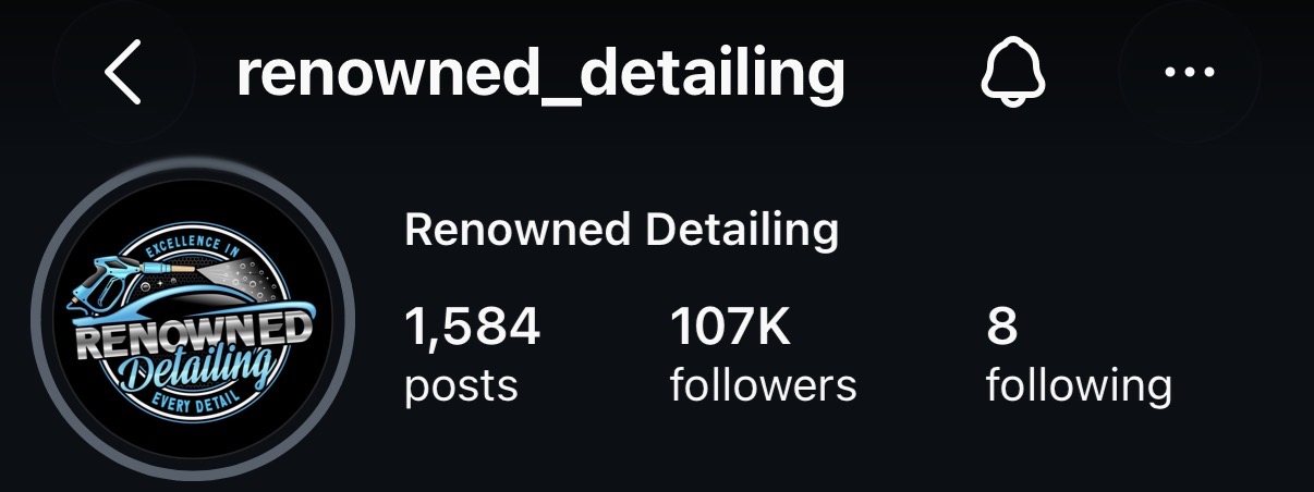 @renowned_detailing Instagram profile — Renowned Detailing, 107K followers